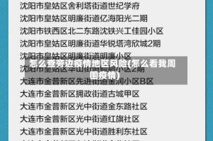 怎么查旁边疫情地区风险(怎么看我周围疫情)