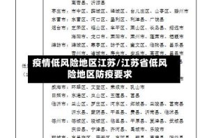 疫情低风险地区江苏/江苏省低风险地区防疫要求
