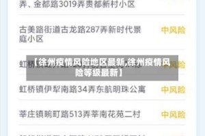 【徐州疫情风险地区最新,徐州疫情风险等级最新】