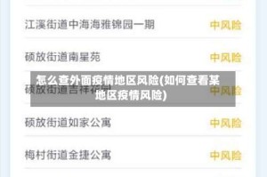 怎么查外面疫情地区风险(如何查看某地区疫情风险)