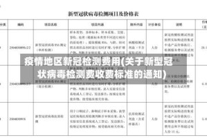 疫情地区新冠检测费用(关于新型冠状病毒检测费收费标准的通知)