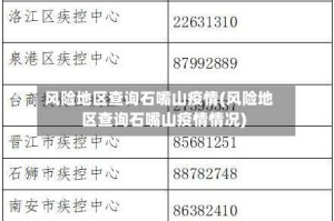 风险地区查询石嘴山疫情(风险地区查询石嘴山疫情情况)