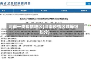河南一类疫情地区(河南疫情区域等级划分)