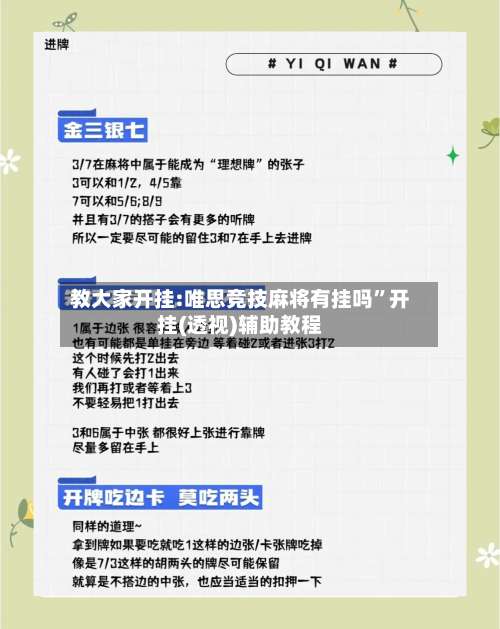 教大家开挂:唯思竞技麻将有挂吗	”开挂(透视)辅助教程-第1张图片