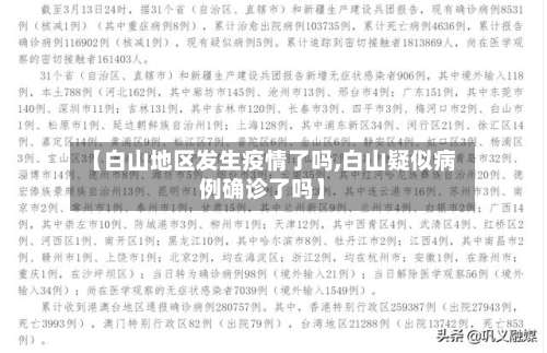 【白山地区发生疫情了吗,白山疑似病例确诊了吗】-第1张图片